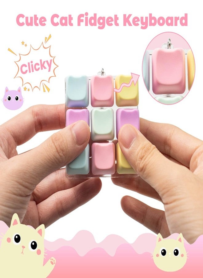Gliging 3 Pcs Keyboard Fidget Toy for Adults, Cute Cat Loud Clicky Fidget Toy with LED Lights, Stress Relief Fidget Clicker Keyboard Keychain for Adults Relieve Stress and Anxiety, Yellow - Image 5